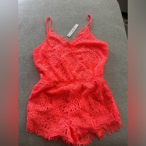 Vibrant Coral Romper